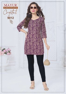 Mayur Crystal Vol-9 Heavy Cotton Printed Short Tops for Women kurtis catalogs