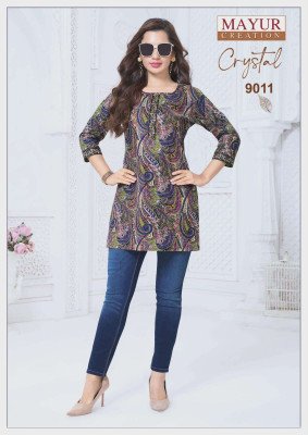 Mayur Crystal Vol-9 Heavy Cotton Printed Short Tops for Women kurtis catalogs