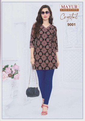 Mayur Crystal Vol-9 Heavy Cotton Printed Short Tops for Women kurtis catalogs
