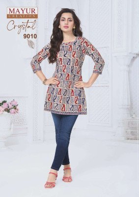 Mayur Crystal Vol-9 Heavy Cotton Printed Short Tops for Women kurtis catalogs