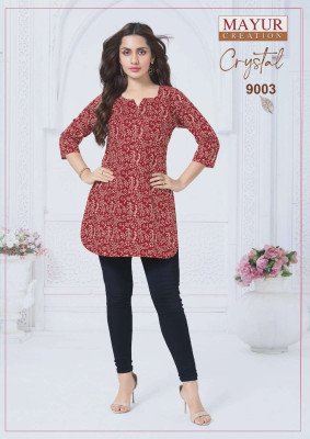 Mayur Crystal Vol-9 Heavy Cotton Printed Short Tops for Women kurtis catalogs
