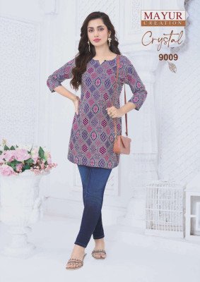 Mayur Crystal Vol-9 Heavy Cotton Printed Short Tops for Women kurtis catalogs