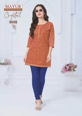 Mayur Crystal Vol-9 Heavy Cotton Printed Short Tops for Women kurtis catalogs