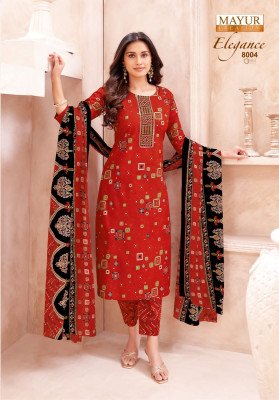 Mayur Elegance Vol 8 Pure Cotton Printed Kurti Pant Set with Dupatta And Neck Embroidery Wholesale kurti pant with dupatta Catalogs