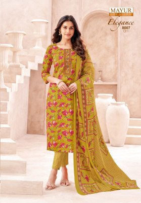 Mayur Elegance Vol 8 Pure Cotton Printed Kurti Pant Set with Dupatta And Neck Embroidery Wholesale kurti pant with dupatta Catalogs