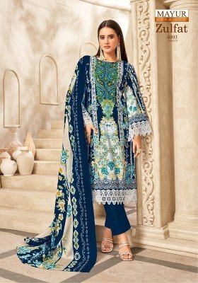 Mayur Zulfat Vol 4 Pure Cotton Printed Dress Material Set Unstitched Top  Bottom  Dupatta Wholesale dress material catalogs