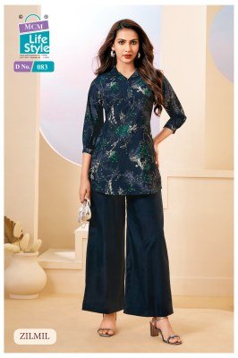Mcm Zil Mil premium new collection Stylish Top  Plazo Suits  kurtis catalogs