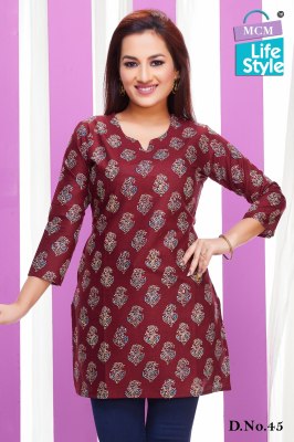 Mcm life style by Kashvi vol 3 pure cotton printed short tunic catalogue at low rate western wear catalogs