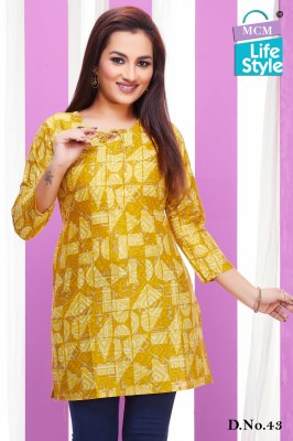Mcm life style by Kashvi vol 3 pure cotton printed short tunic catalogue at low rate western wear catalogs