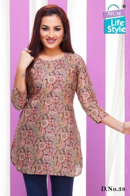 Mcm life style by Kashvi vol 3 pure cotton printed short tunic catalogue at low rate western wear catalogs