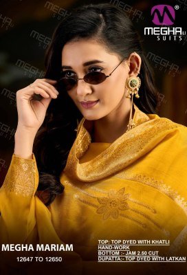 Meghali MARIYAM Series 12647-12650 Dyed Khatli Handwork 3-Piece Suit with Bottom and Dupatta 