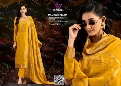 Meghali MARIYAM Series 12647-12650 Dyed Khatli Handwork 3-Piece Suit with Bottom and Dupatta dress material catalogs