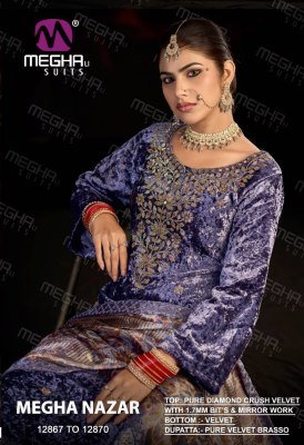 Meghali Nazar Pure Diamond Crush Velvet 3-Piece Set 