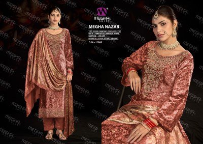 Meghali Nazar Pure Diamond Crush Velvet 3-Piece Set dress material catalogs