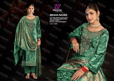 Meghali Nazar Pure Diamond Crush Velvet 3-Piece Set dress material catalogs
