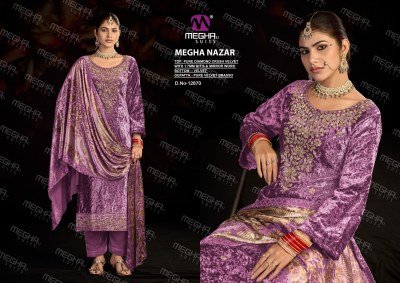Meghali Nazar Pure Diamond Crush Velvet 3-Piece Set dress material catalogs