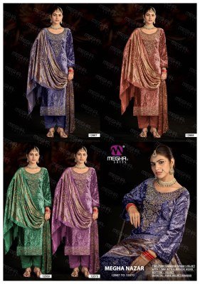 Meghali Nazar Pure Diamond Crush Velvet 3-Piece Set dress material catalogs