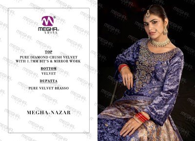 Meghali Nazar Pure Diamond Crush Velvet 3-Piece Set dress material catalogs