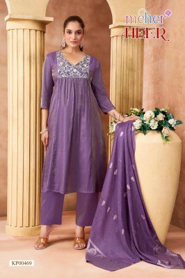 Meher Heer Leo Denting Three-Piece Kurti Set with Chanderi Dupatta Amavi