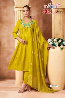 Meher Heer Leo Denting Three-Piece Kurti Set with Chanderi Dupatta kurti pant with dupatta Catalogs