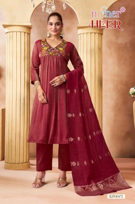 Meher Heer Leo Denting Three-Piece Kurti Set with Chanderi Dupatta kurti pant with dupatta Catalogs