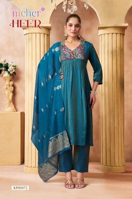 Meher Heer Leo Denting Three-Piece Kurti Set with Chanderi Dupatta kurti pant with dupatta Catalogs