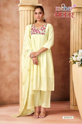 Meher Heer Leo Denting Three-Piece Kurti Set with Chanderi Dupatta kurti pant with dupatta Catalogs