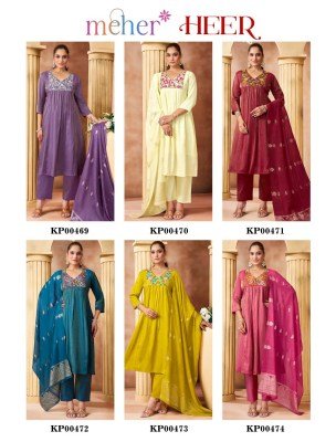 Meher Heer Leo Denting Three-Piece Kurti Set with Chanderi Dupatta kurti pant with dupatta Catalogs