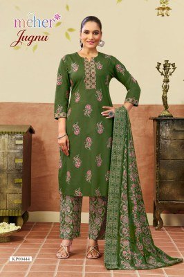 Meher Jugnu Cambric Floral Printed Three-Piece Set 