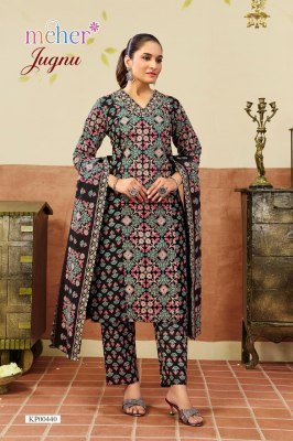 Meher Jugnu Cambric Floral Printed Three-Piece Set readymade suit catalogs