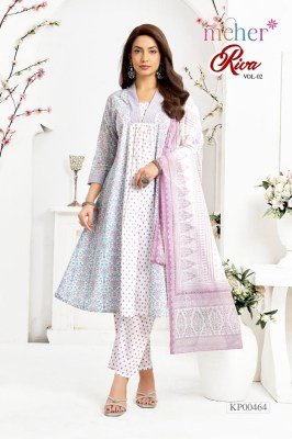 Meher Riva Vol. 2 Cotton Cambric 3 Piece Kurti Pant with Mul Dupatta kurti pant with dupatta Catalogs