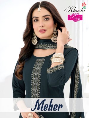 Meher by K F Anarkali Embroidered Handwork Readymade kurti pant and dupatta collection Amavi