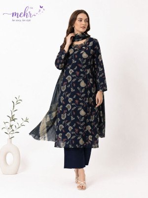 Mehr Vatican Discharge Print Handwork Kurti Pant with Dupatta Set kurti pant with dupatta Catalogs
