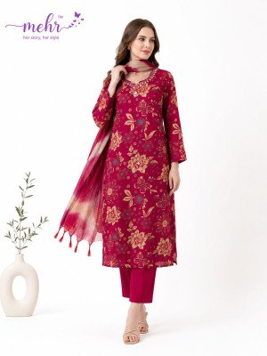Mehr Vatican Discharge Print Handwork Kurti Pant with Dupatta Set kurti pant with dupatta Catalogs