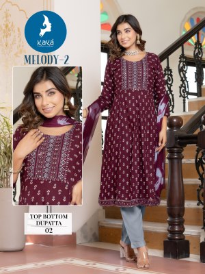Melody 2 by Kaya reyon thread work fancy kurti catalogue at affordable rate kurtis catalogs