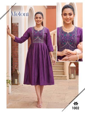 Meloni Feeding Top in Gadwal Plain Cotton with Embroidery Work kurtis catalogs