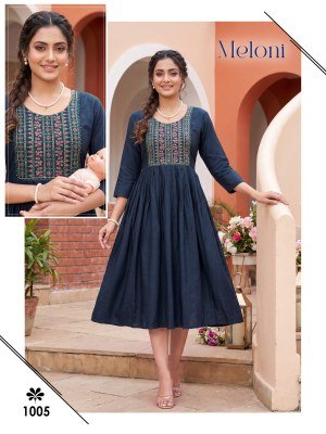 Meloni Feeding Top in Gadwal Plain Cotton with Embroidery Work kurtis catalogs