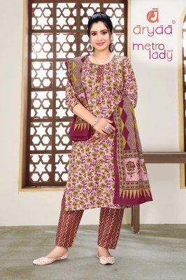 Metro Lady Vol 2 by Aryaa Pure cotton printed kurti pant and duoatta catalogue at amaviexpo readymade suit catalogs