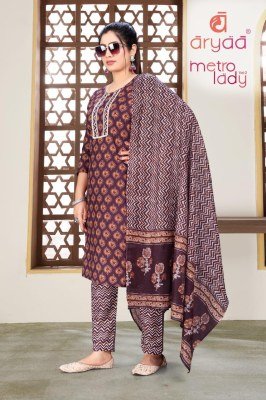 Metro Lady Vol 2 by Aryaa Pure cotton printed kurti pant and duoatta catalogue at amaviexpo readymade suit catalogs