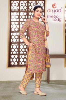 Metro Lady Vol 2 by Aryaa Pure cotton printed kurti pant and duoatta catalogue at amaviexpo readymade suit catalogs