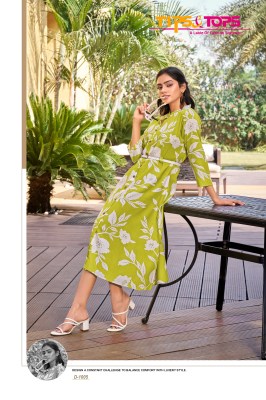 Mimi vol 3 by Tips and tops Heavy Reyon Printed Flair Kurti catalogue at affordable rate kurtis catalogs