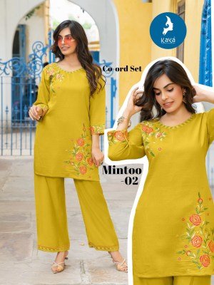 Mintoo 2 Piece Co-ord Set by Kaya Kurti  Vertical Top And Bottom  Super Quality Fabric Wholesale kurtis catalogs