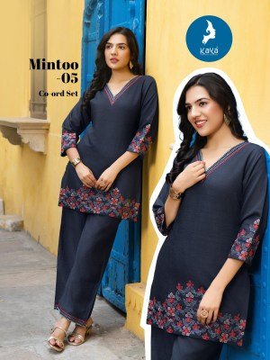 Mintoo 2 Piece Co-ord Set by Kaya Kurti  Vertical Top And Bottom  Super Quality Fabric Wholesale kurtis catalogs