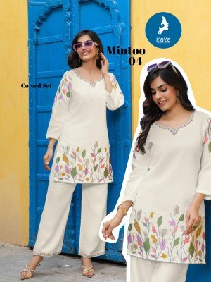Mintoo 2 Piece Co-ord Set by Kaya Kurti  Vertical Top And Bottom  Super Quality Fabric Wholesale kurtis catalogs