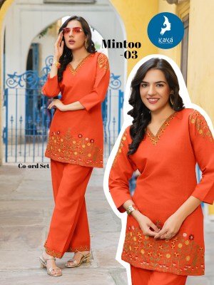 Mintoo 2 Piece Co-ord Set by Kaya Kurti  Vertical Top And Bottom  Super Quality Fabric Wholesale kurtis catalogs