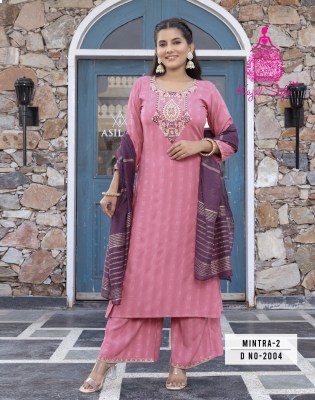 Mintra vol 2 by Kajal style reyon embroidered kurti pant and dupatta catalogue at low rate readymade suit catalogs