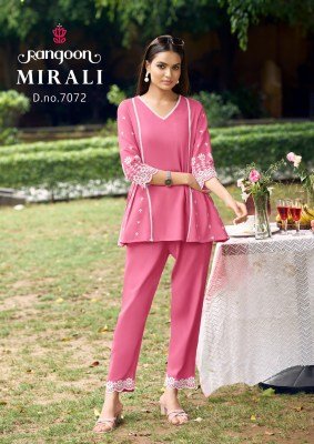 Mirali by Rangoon Viscose fancy chifli work co ord set   co ord set catalogs