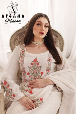 Misbaa by afashana foux georgette with kashida work with inner   kurti pant and dupatta catalog at wholesale rate Amavi