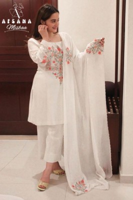 Misbaa by afashana foux georgette with kashida work with inner   kurti pant and dupatta catalog at wholesale rate kurtis catalogs