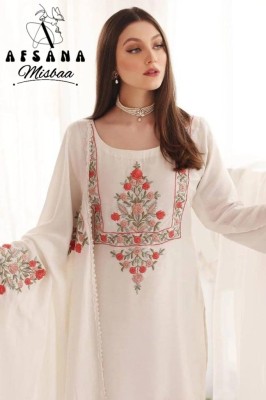 Misbaa by afashana foux georgette with kashida work with inner   kurti pant and dupatta catalog at wholesale rate kurtis catalogs
